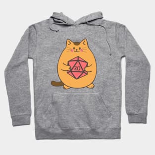 Cute Cat with Polyhedral D20 Dice Hoodie